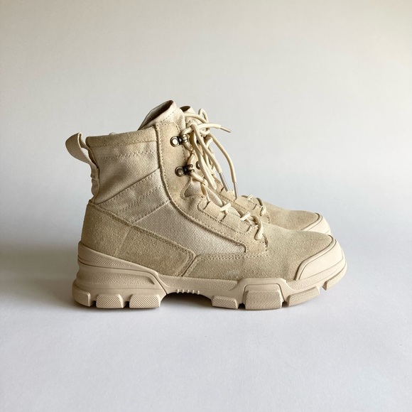 Agsdon Beige Suede Textile Combat Boots size EUR 38, US 7.5 - Picture 3 of 16